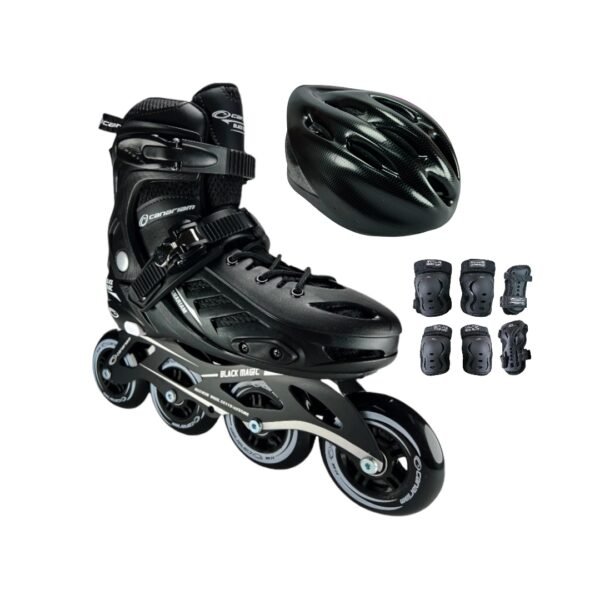 Patines En Linea Ajustables Combo Canariam Black Magic Negro