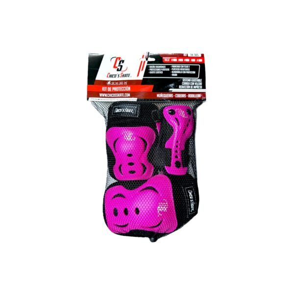 Combo Protecciones De Patinaje Chicos Skate Fucsia