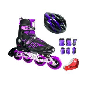 Patines En Linea Ajustables Combo Cougar Ruedas Grandes Morado