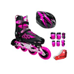Patines En Linea Ajustables Combo Cougar Ruedas Grandes Fucsia