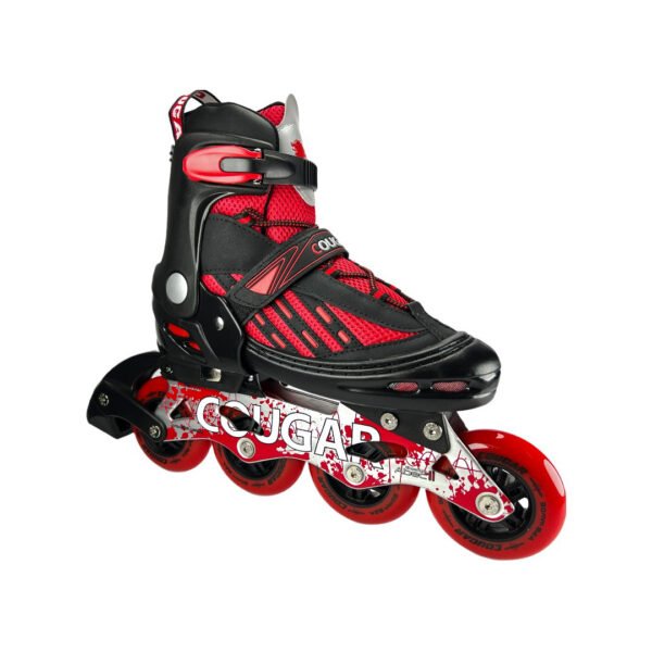 Patines En Linea Ajustables Combo Cougar Ruedas Grandes Rojo