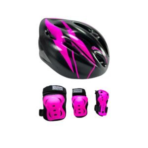 Combo Protecciones De Patinaje Basic Aerodynamic Fucsia